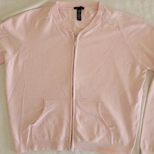 Gap zip up baby pink cardigan sweater